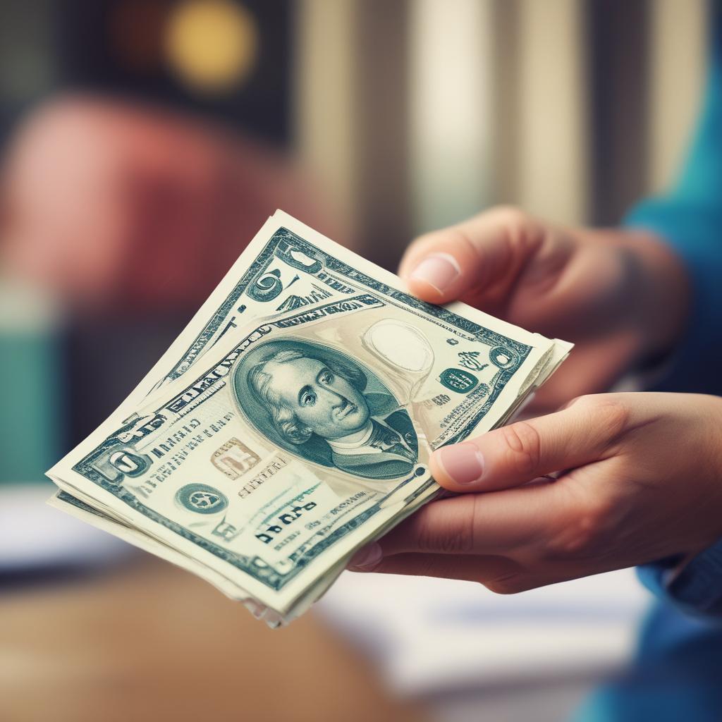 Happy hands holding a stack of newly found banknotes, illustrating the positive outcome of claiming forgotten insurance money.