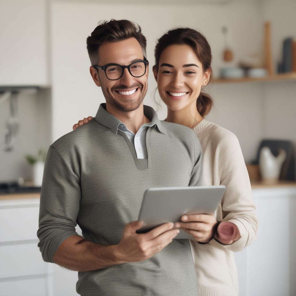 정리된 보험 포트폴리오를 보며 안심하고 미소 짓는 사람