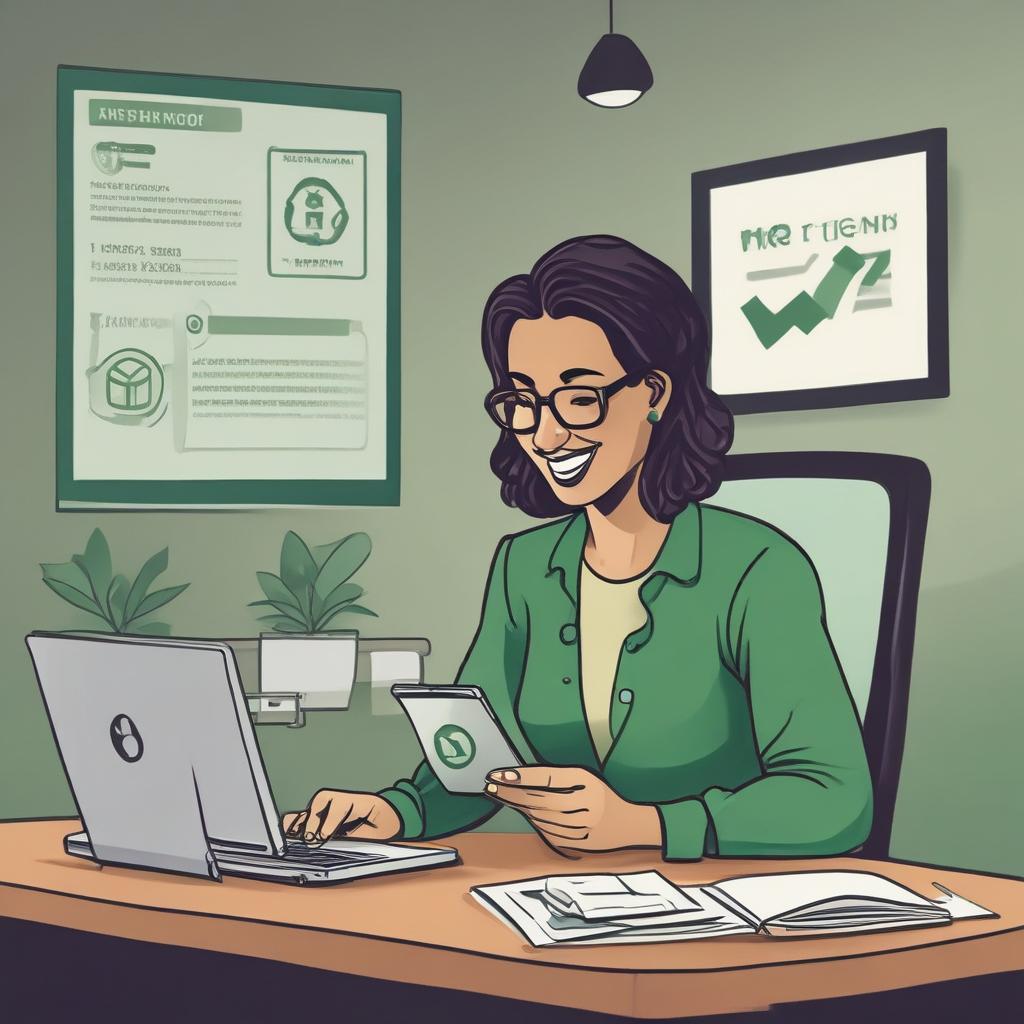 환급금을 확인하고 기뻐하는 사람의 모습