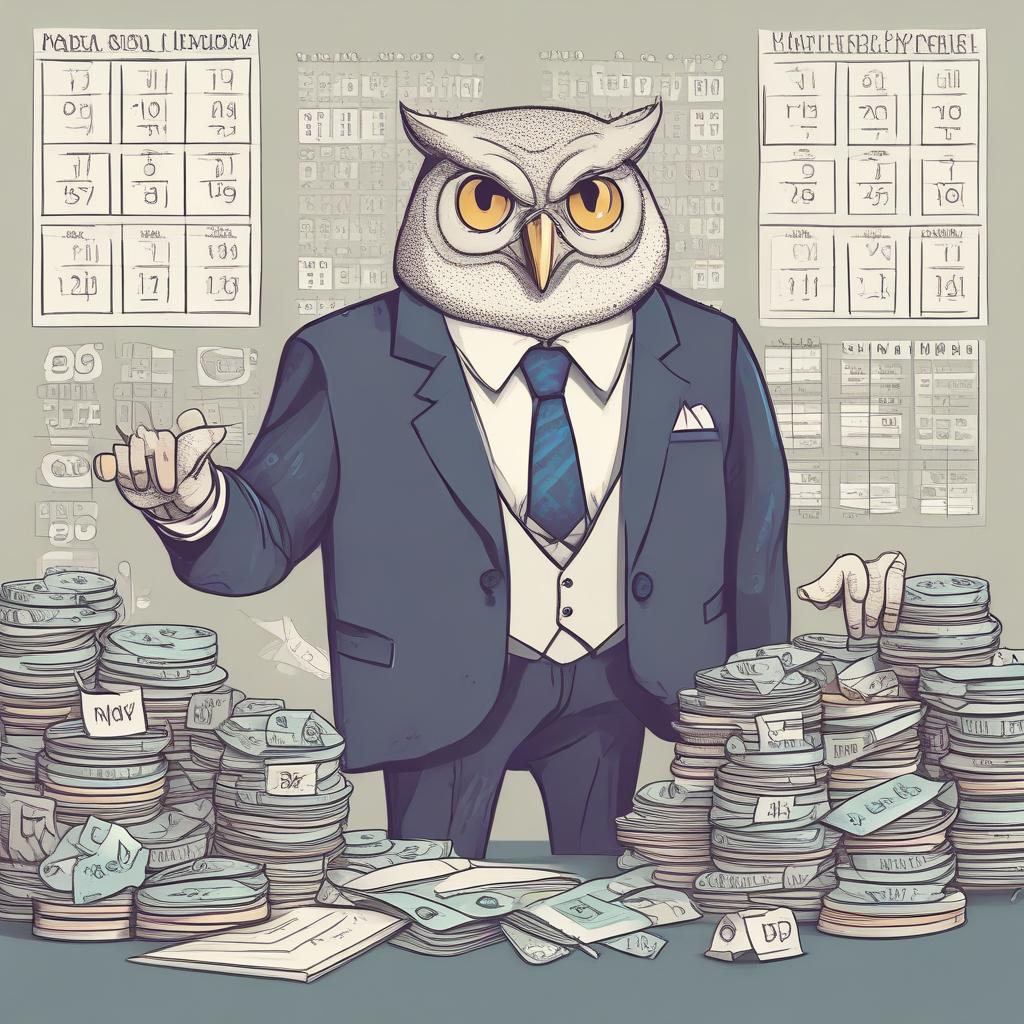 Friendly tax expert character surrounded by money, highlighting May for tax refunds.