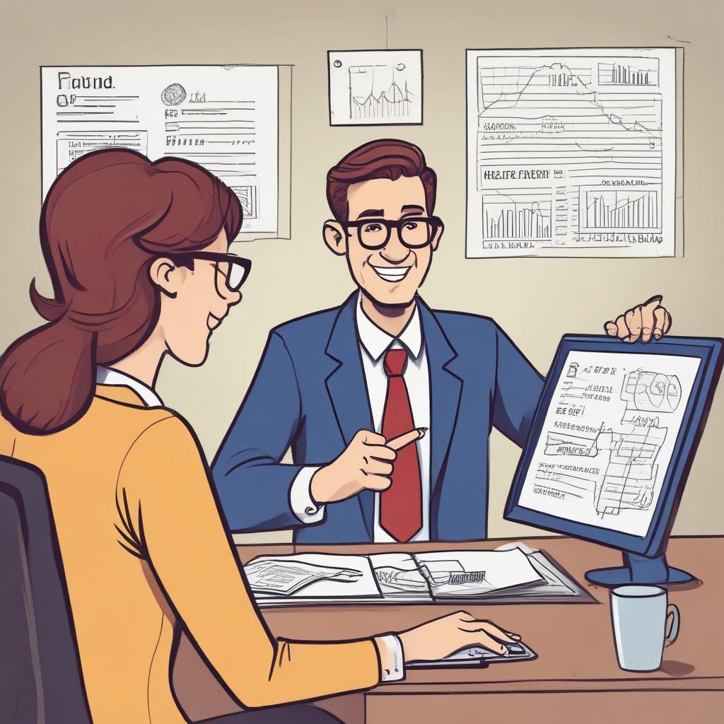 A friendly tax consultant, smiling and pointing to a tablet showing a tax refund graph to a relieved client, emphasizing expert help.