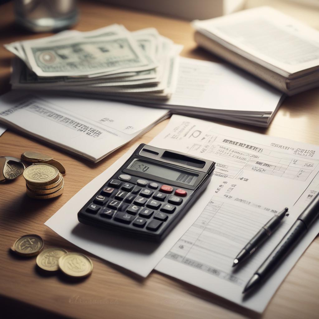 깔끔하게 정리된 세금 서류와 돈, 재정적 명료함을 나타내는 이미지