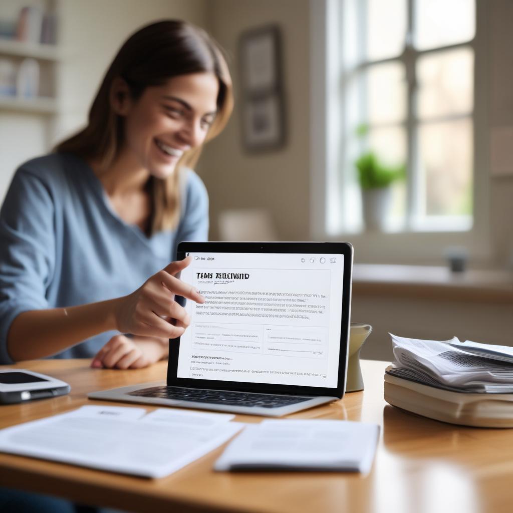 A person smiling brightly while looking at a smartphone screen that displays a notification for a tax refund, highlighting easy digital access to financial information.