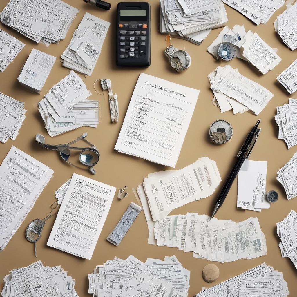 실손보험 청구를 위한 깔끔하게 정리된 병원 서류와 영수증