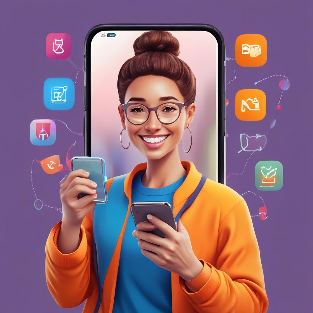 Smiling person using a smartphone to easily submit an insurance claim via a mobile app.