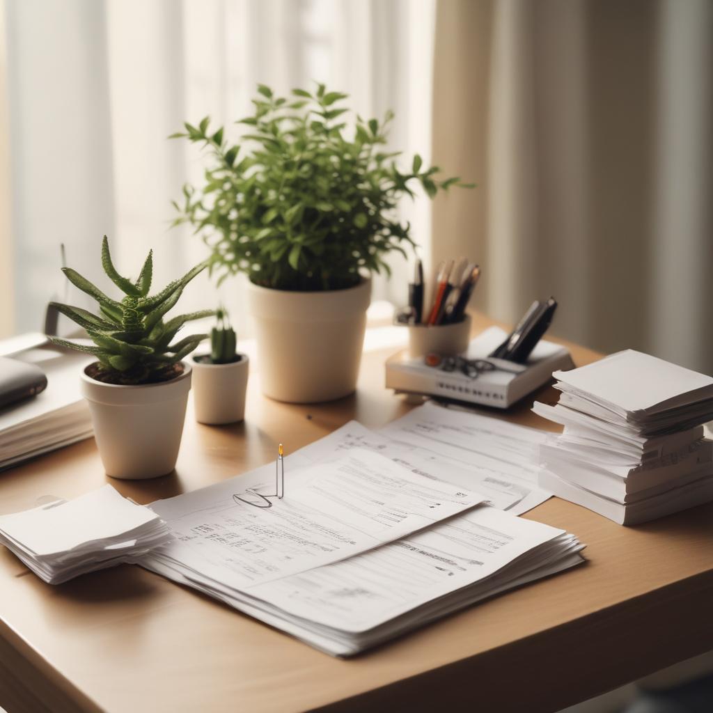 Organized desk with medical receipts and insurance documents, symbolizing a clear and easy claim process.