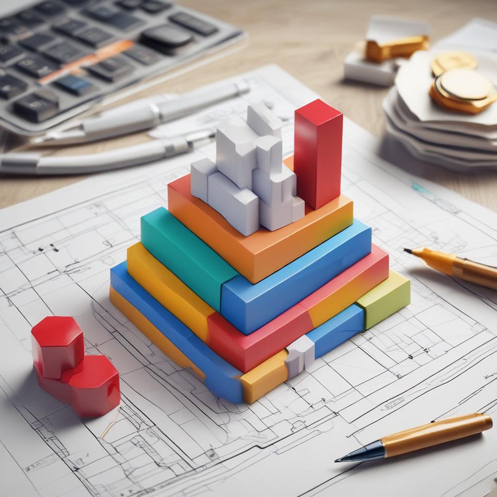 A conceptual image of insurance remodeling, showing organized financial blocks and a blueprint representing strategic planning for better coverage.