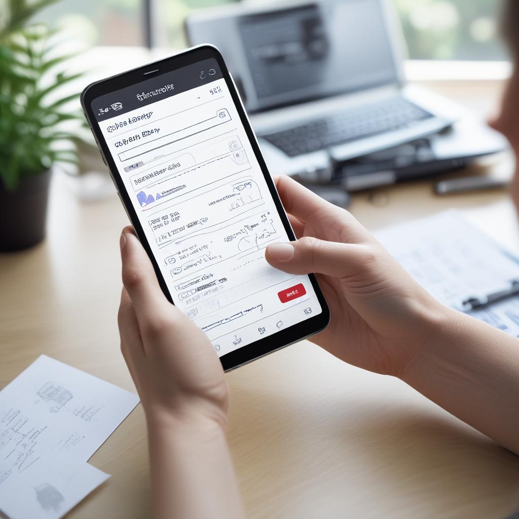 스마트폰으로 보험 정보를 검색하는 손