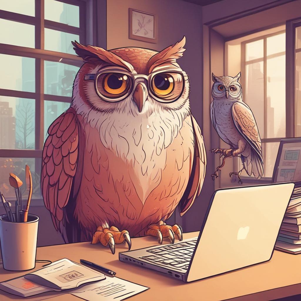 Cartoon owl guiding a person to find hidden financial assets