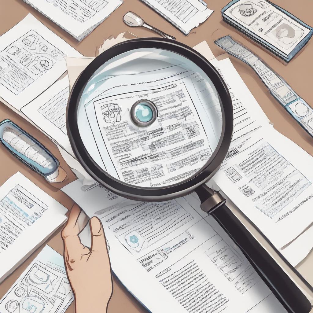 Cartoon hand simplifying medical documents like receipts and detailed statements into easy-to-understand icons.