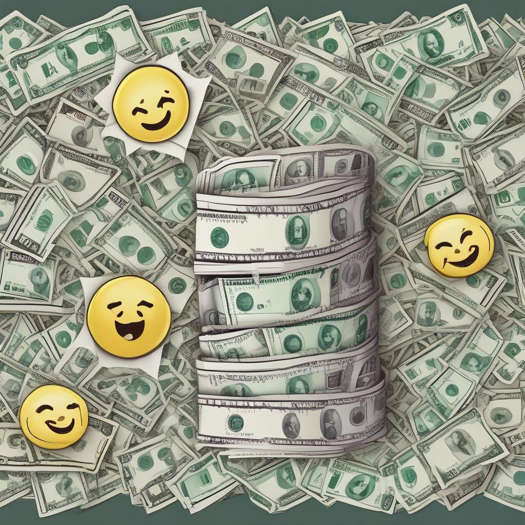 A metaphorical image showing a stack of money with a sleeping emoji transforming into a stack of money with a smiling emoji, symbolizing unclaimed taxes being found and reclaimed.