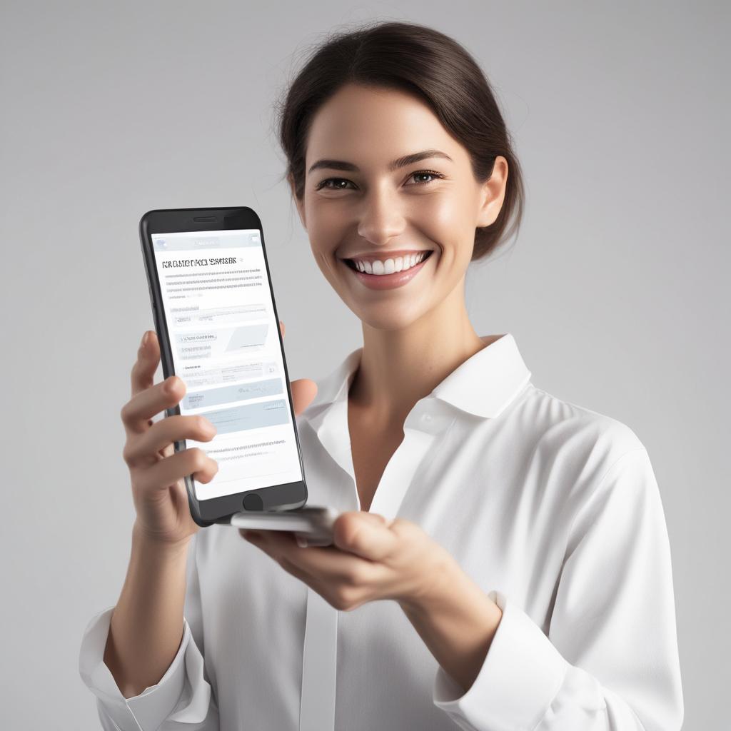 Person happily submitting an insurance claim via a smartphone app.