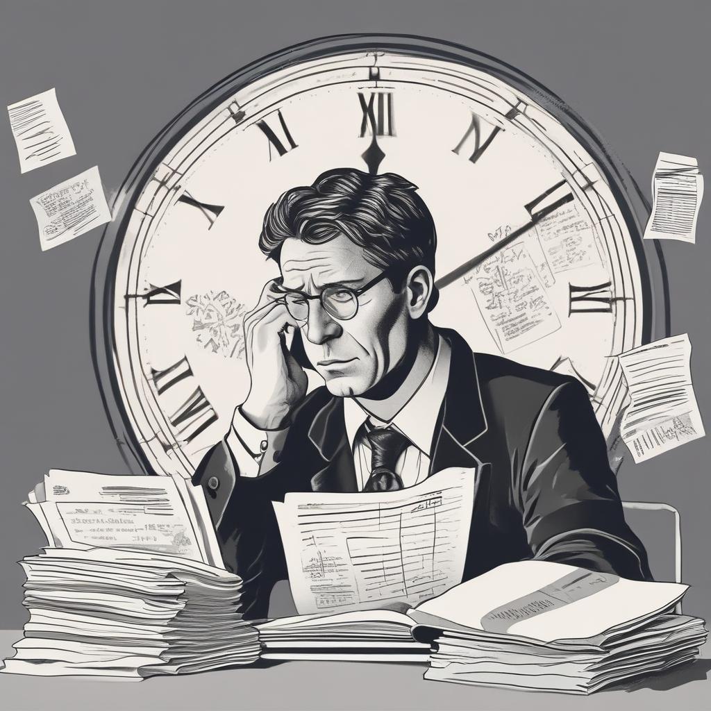 Image of a person looking stressed with tax documents and a clock, symbolizing missed opportunities for tax refunds due to time running out.