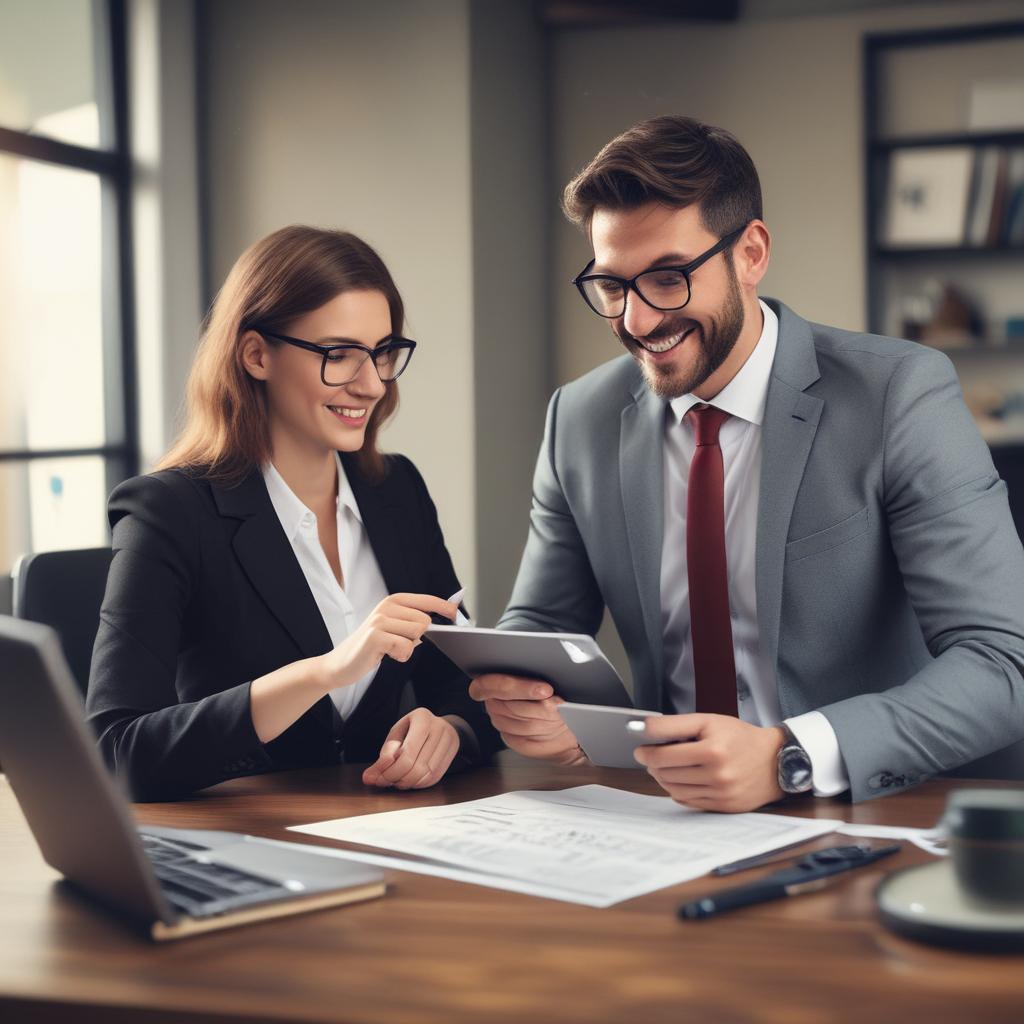 보험 전문가가 고객에게 보험 내용을 설명하는 모습