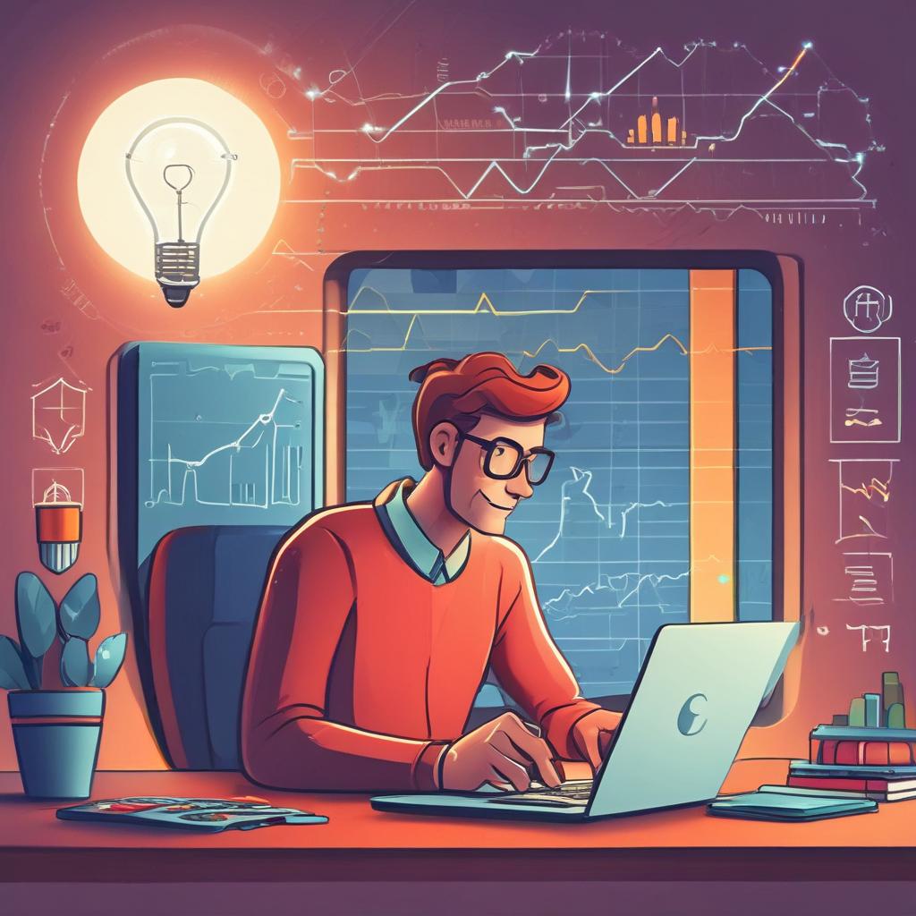 재정적 발견과 통찰력을 얻은 사람이 노트북을 사용하는 모습