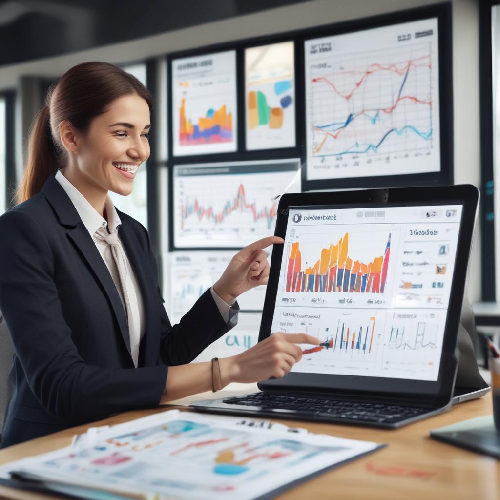 친절한 보험 전문가가 고객에게 숨은 보험금 분석 결과를 설명하며 미소 짓는 모습.